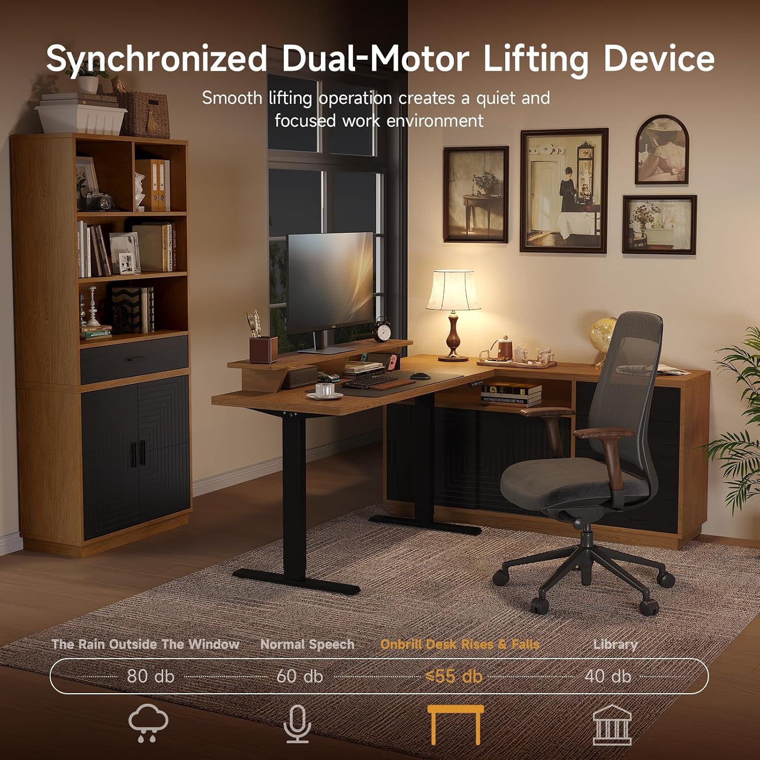 Office Furniture Custom - Modernes Schreibtisch- und Tischset in Eichenbraun