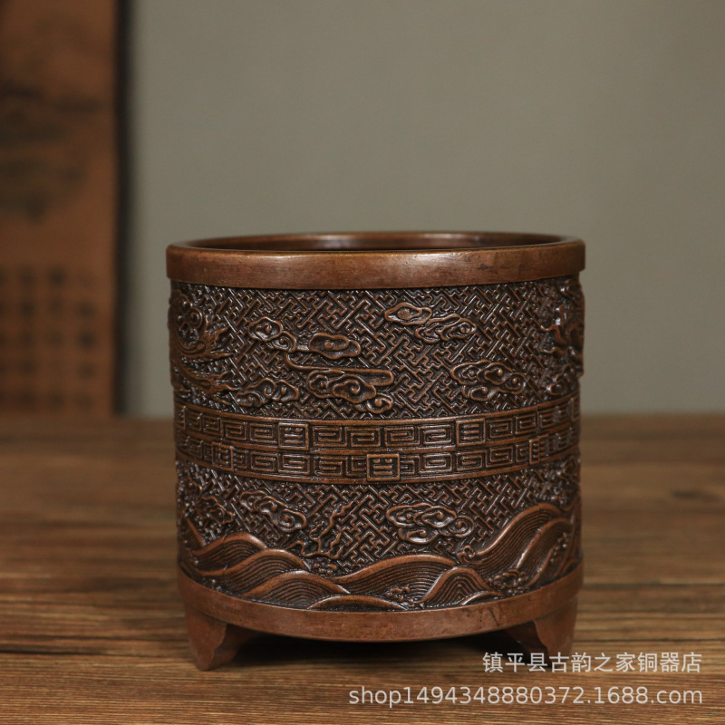 Office Furniture Phoenix - Bronze-Räuchergefäß im Zylinderstil mit Drachen- und