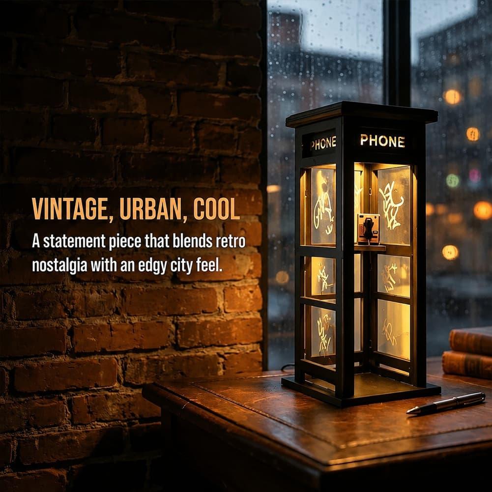 Office Furniture Installation - Retro Vintage Telefonzellen-Nachtlicht, Tischlampe im Industriestil,