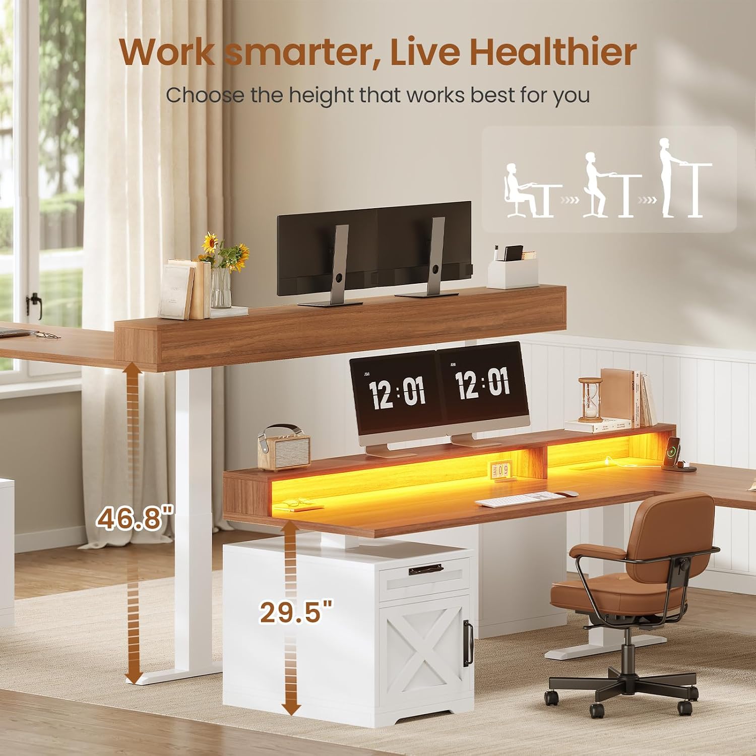L-förmiger Stehschreibtisch, h – Office Furniture Custom Bewertung und Preis